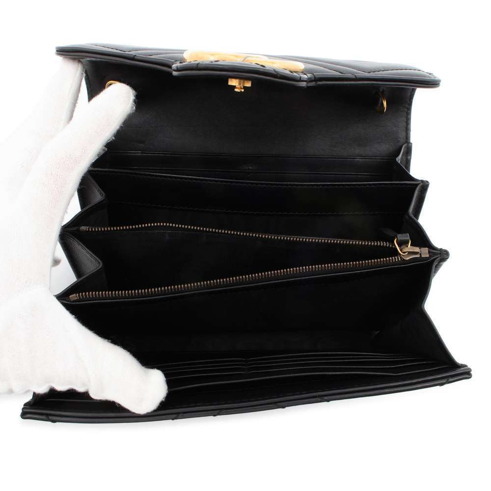 Gucci GG Marmont Quilted Chain Wallet Double Black - Picture 5 of 9